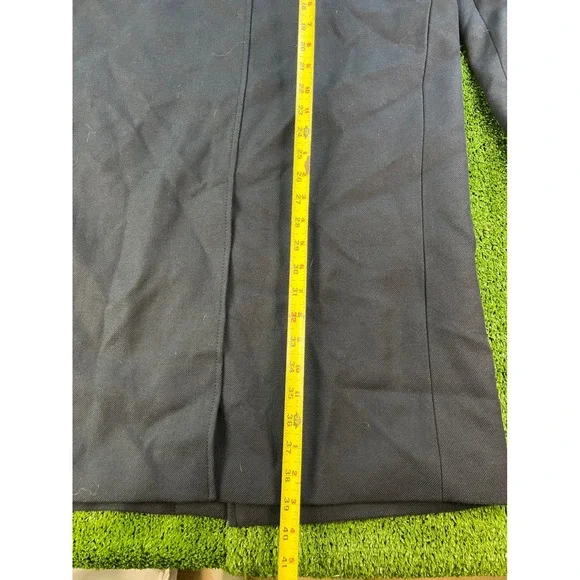 H&M Navy Blue Coat Jacket Zippered Pockets Long Sleeve Collared Swede Olympcs 48